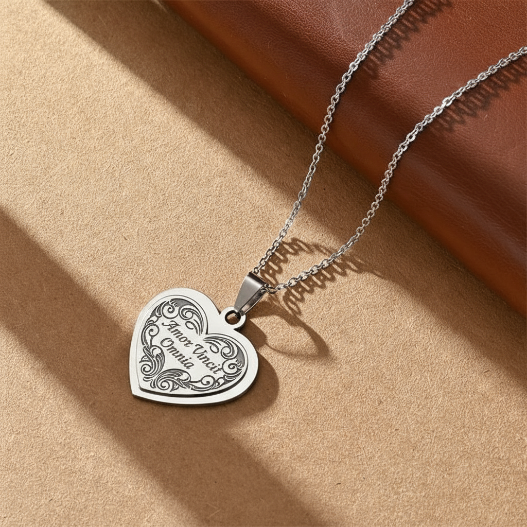 Collar con colgante de corazon personalizable