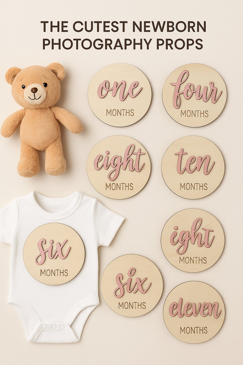 Discos de madera mes del bebé