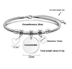 Pulsera Personalizable con Dije de Corazón – Grabado Láser Incluido